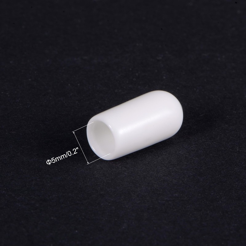 sourcing map 50pcs Round Rubber End Caps 5mm White Vinyl