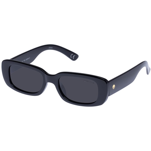 Solarized Slim Y2K Sunglasses - Black, Rectangle, Unisex, Minimalist Sleek