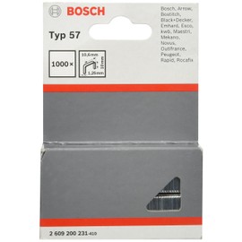Bosch Accessories 1000 x Flat Wire Clips Type 57 (Natural Materials, Coating Fabric, 10.6 x 1.25 x 10 mm, Stapler Accessories)