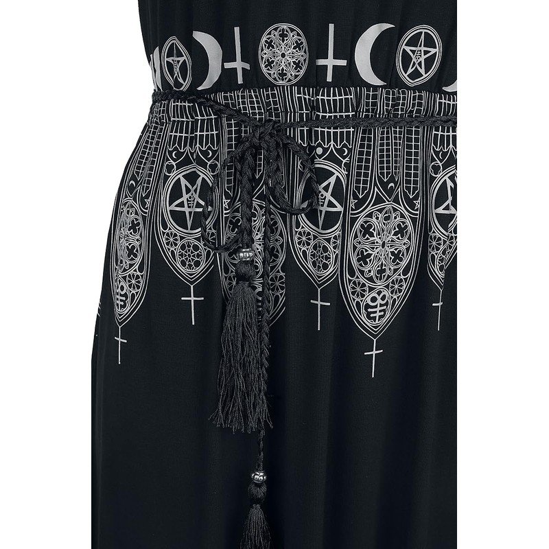 Gothicana by EMP Women's Black Maxi Dress with Prints and