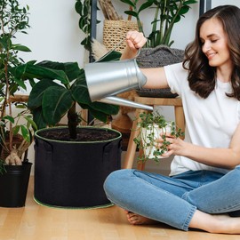 wohous 3-Pack 7 Gallon Plant Grow Bags, Thick Aeration Non Woven Fabric Pots for Flower Vegetable Pot Plant, Garden Container Black