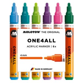 MOLOTOW ONE4ALL Acrylic Paint Marker Set, 6 Basic Colors #2, 4mm (200.454)