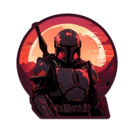 SW Mandalorian Sunset Sticker Decal Notebook Car Laptop 5.5"x5.5" (Color)