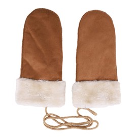 IPENNY Unisex Sheepskin Mittens with Super Warm Soft Fluffy Lining Plush Thermal Winter Gloves Windproof Cycling Fur Gloves Outdoor Sports Mittens Hand Warmer