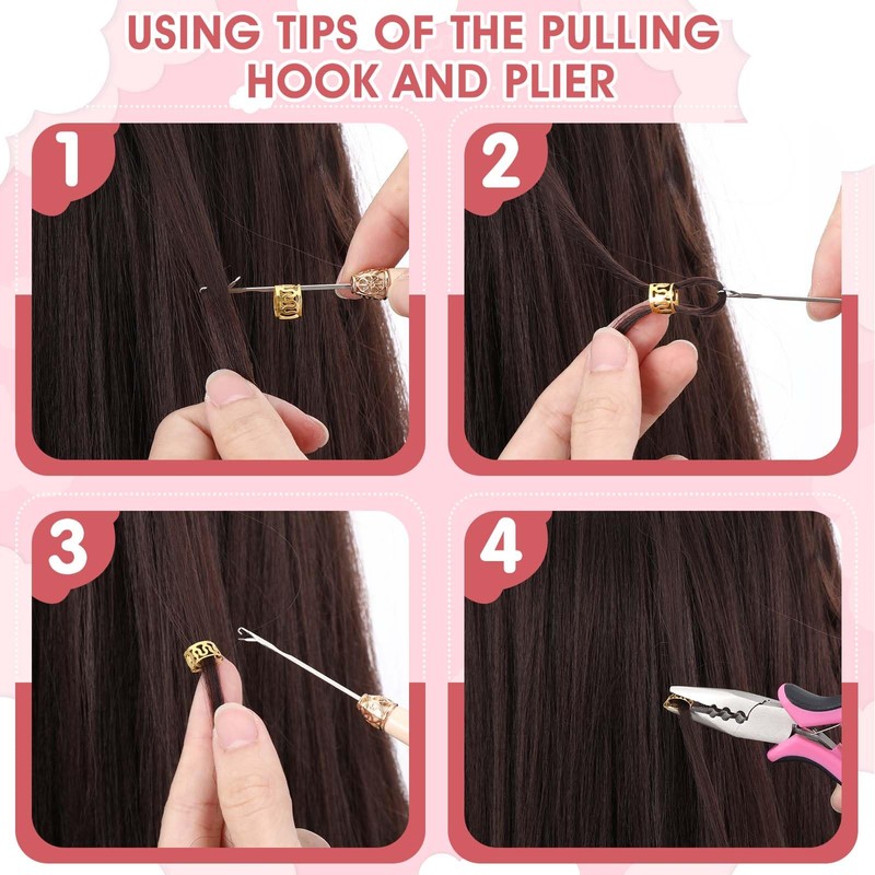 Hair Extension Kit, 3 pcs Hair Extension Pliers Hairs Tinsel