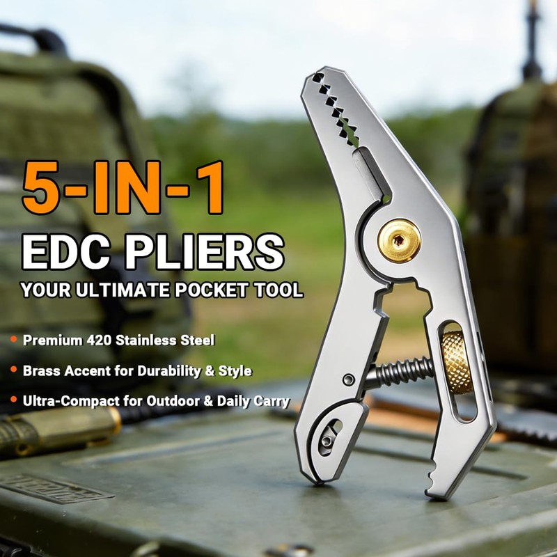 Mini Multitool Adjustable Wrench Pliers, 5-in-1 Pocket EDC Tool with