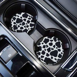 WOCOCN Car Coasters,Cup Holder Coasters for Car,2.75inch Anti Slip and Absorbent,Cute Accessory Decor for Cup Holder,Pack of 2 (Cow)