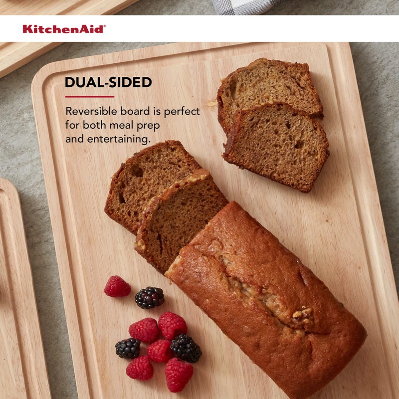 Kitchen Aid Classic Rubberwood Cutting Board with Perimeter Trench, Reversible