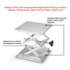 stonylab 11.8 x 11.8 inch Lab Scissors Jack, 300 x 300 mm Stainless Steel Laboratory Support Jack Platform Lab Lift Stand Table, Expandable Lift Height Range from 100 mm to 460 mm, Support Weight 25KG