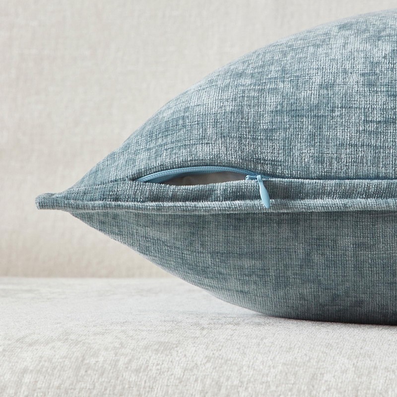 JUSPURBET Light Blue Chenille Throw Pillow Covers 22x22 inch Set