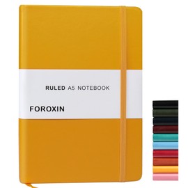 Lined Journal Notebook - Yellow A5 Hardcover Notebook for Women Men, 8.3 x 5.7 College Ruled Writing Journal, 192 Pages 80gsm Thick Paper for Work, Office, School and Home