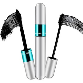 2 Pack 2 in 1 5x Longer Washable Mascara, 4D Silk Fiber Lash For VIBELY Mascara, No Clumping, Long-lasting Black