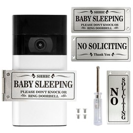 Baby Sleeping Don‘t Knock or Ring Doorbell，Rotatable No Soliciting Doorbell Cover. Metal sign for front door/house/Home. Great gift for moms with sleeping babies，Easy to install.，Very effective. (Silver)
