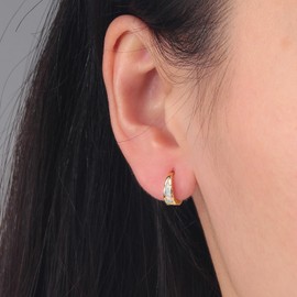 CiNily Gold Earrings for Women Trendy Small Gold Hoop Earrings White Opal Earrings 14k Gold Plated Huggie Hoop Earrings Chunky Hoops Earrings | Thick Lightweight Gold Hoop Earrings Opal Jewelry