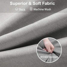 Shower Curtain for Bathroom with Metal Hooks Linen Fabric Shower Curtain Heavy Duty Bath Curtain for Wet Room Bathtub Shower Stall, Hotel Quality, Weighted Hem, Waterproof - 92 x 182cm (Grey)