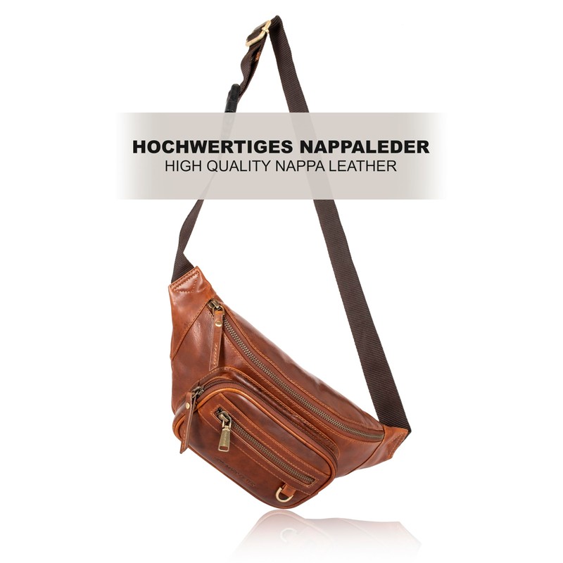 Marc Peter® Varadero Leather Bum Bag, Belt Bag, Leather Bum