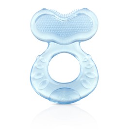Nuby Silicone Teethe-EEZ Teether with Bristles, Includes Hygienic Case, Blue