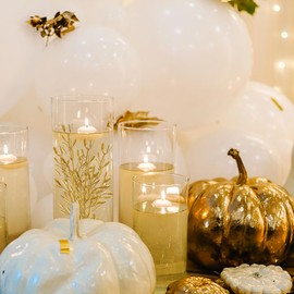 NUZELA 36Pcs Faux Flowers for Floating Candles, Floating-Effect Flowers for Vase Filler, Cylinder Vase Fillers Centerpiece Table Deocrations for Wedding, Party, Event, Home, Restaurant (Gold)