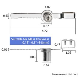 Sissinda Sliding Glass Door Ratchet Lock Display Case Lock with Chrome Finish, Security, Keyed Alike Showcase Display (8 PC)