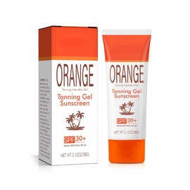 Orange Tanning Gel Sunscreen SPF 30+ – Natural Glow Boost with Coconut Oil & Vitamin E – Broad Spectrum Sunlight Protection – 88g – For Men & Women (1PC)