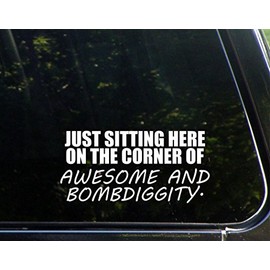 Sweet Tea Decals Just Sitting Here On The Corner of Awesome and Bombdiggity. - 7 3/4" x 3 3/4" - Vinyl Die Cut Decal/Bumper Sticker for Windows, Trucks, Cars, Laptops, Macbooks, Etc.