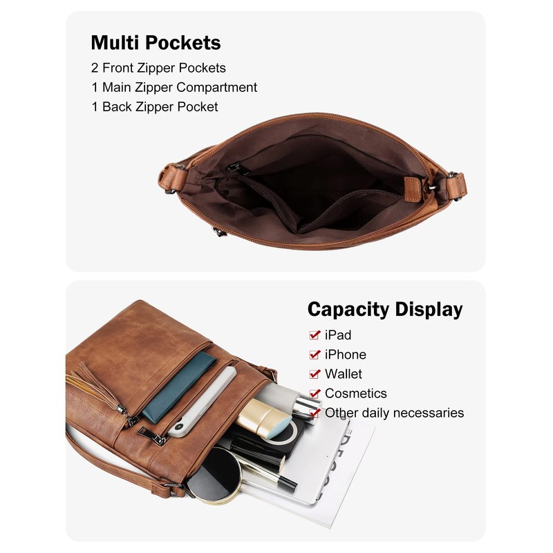 MASINTOR Crossbody Purses for Women, Multi Pocket Casual Crossbody Bag,