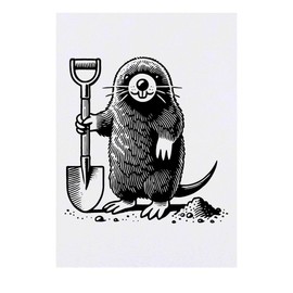 'Mole Digging With Shovel' Temporary Tattoo - Water Resistant, Skin-Safe, Non-Toxic Transfer (TO00081397)