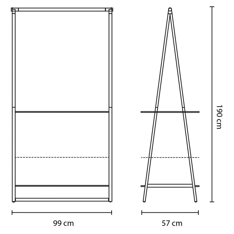 Brabantia Linn Clothes Rail with Shelves, Large, White,118265