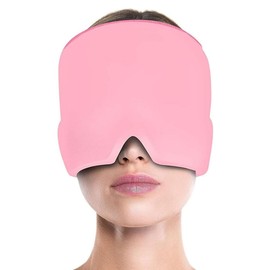 EORPAVU Cooling Masks for Eyes, Headband for Hot and Cold Compression, Reusable, Relieves Migraines, Eye Swelling and Sinus Pressure (Pink)