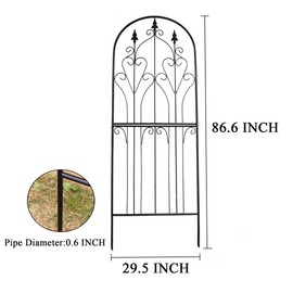 SCENDOR Metal Trellis 86.6" H x 29.5" W Tall Powder-Coated Black Garden Trellis Wrought Iron Heavy Scroll Metal Decoration Lawn Patio for Rose Clematis Ivy Weather Resistant Garden Addition