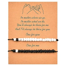 2Pcs Best Friend Bracelets for Couples Friends Matching Bracelets for BFF Bestie Long Distance Friendship Gifts for Boys Girls Birthday Graduation Gifts for Him Her Valentines Day Gift