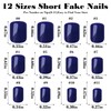Bellelfin 240pcs Short Press on Nails Dark Blue Full Cover