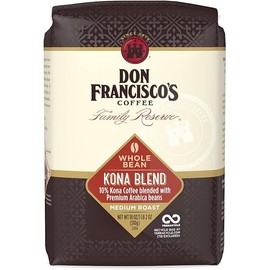 Don Francisco's Kona Blend Medium Roast Whole Bean Coffee - Delicate Flavor for Drip, Pour Over, and French Press (18 oz Bag)