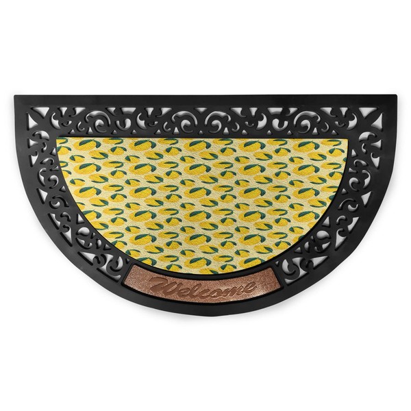 Ambesonne Garden Art Doormat, Close-Up Graphic Lemon Images with Leaves