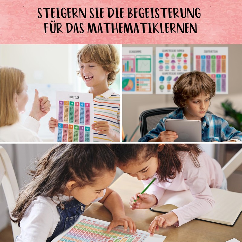 BIROYAL 12 Educational Maths Learning Posters German A4 - Learning