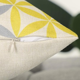 OTOSTAR Cushion Covers 45x45cm Nordic Linen Like Set of 4 Stylish Cute Pattern Cotton Linen Linen Cushion Cover for Sofa Back Decorative Pillow Cover Cushion Cover