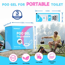 Panmout 40Packs Poo Gel for Portable Toilet, Absorbent Poo Powder for Liquid Waste and Urine Camping Toilet Outdoor Hiking (40)