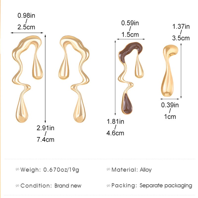 WCRAZYE Irregular Gold Waterdrop Earrings for Women Asymmetrical Gold Drop