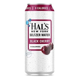 Hal's NY Seltzer Water 16 Oz Cans (Black Cherry, Pack of 24)