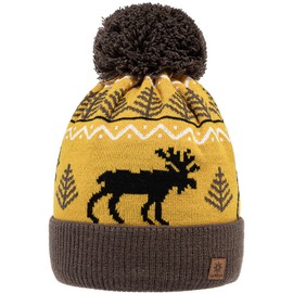 MFAZ Morefaz Ltd Unisex Winter Reindeer Christmas Hat with Warm Fleece Lining for Men and Women, brown