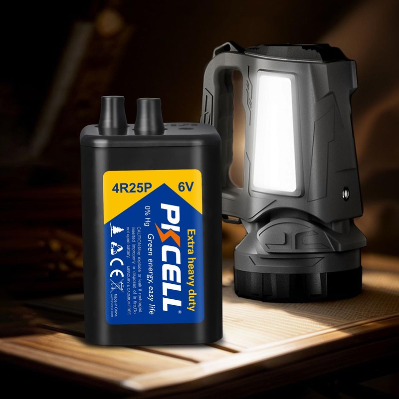 PKCELL 6 Volt Lantern Battery, 6V 4R25 Flashlight Battery with