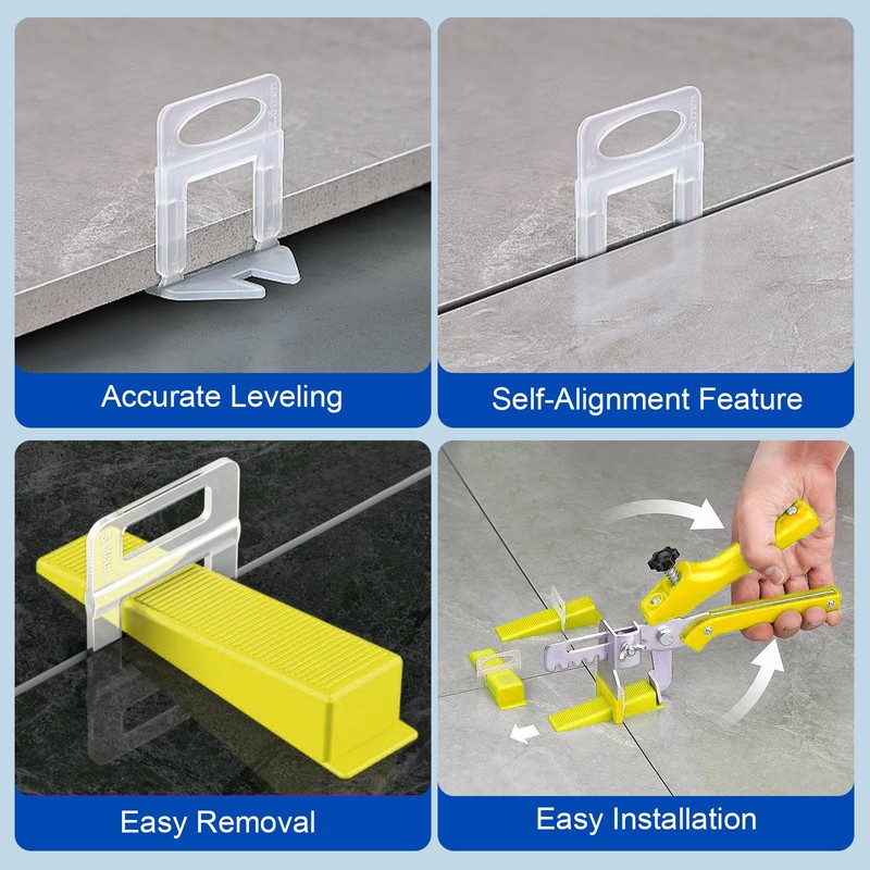 DGSL Tile Leveling System, 1000-Piece 1/8" Tile Spacers Clips Tile