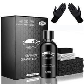 Autokcan Graphene Ceramic Coating(60ML), 10H Ceramic Coating for Cars, High Gloss Anti-Scratch Nano Coat Kit Hydrophbic Mirror Paint Protection 3 Years Prorection