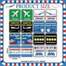Faccito 16 Pcs Airplane Party Sign Cutouts Set Flight Signs Cutouts Airplane Birthday Supplies Party Theme Flight Aviation Event Decoration Holiday Supplies, 8 x 8 Inch