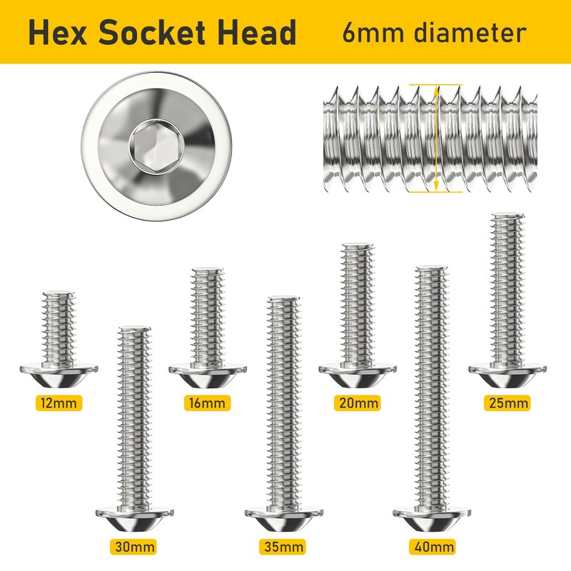 Valorada M6 Bolts, M6 x 12mm Flanged Button Head Socket