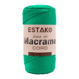 Estako - Cuerda de macramé de poliéster PP de 2 mm, 100% polipropileno, suministros perfectos para colgar en la pared, colgar plantas, tejer 7 onzas (200 g) / 246 años (225 m) (3175 - Benetton verde)