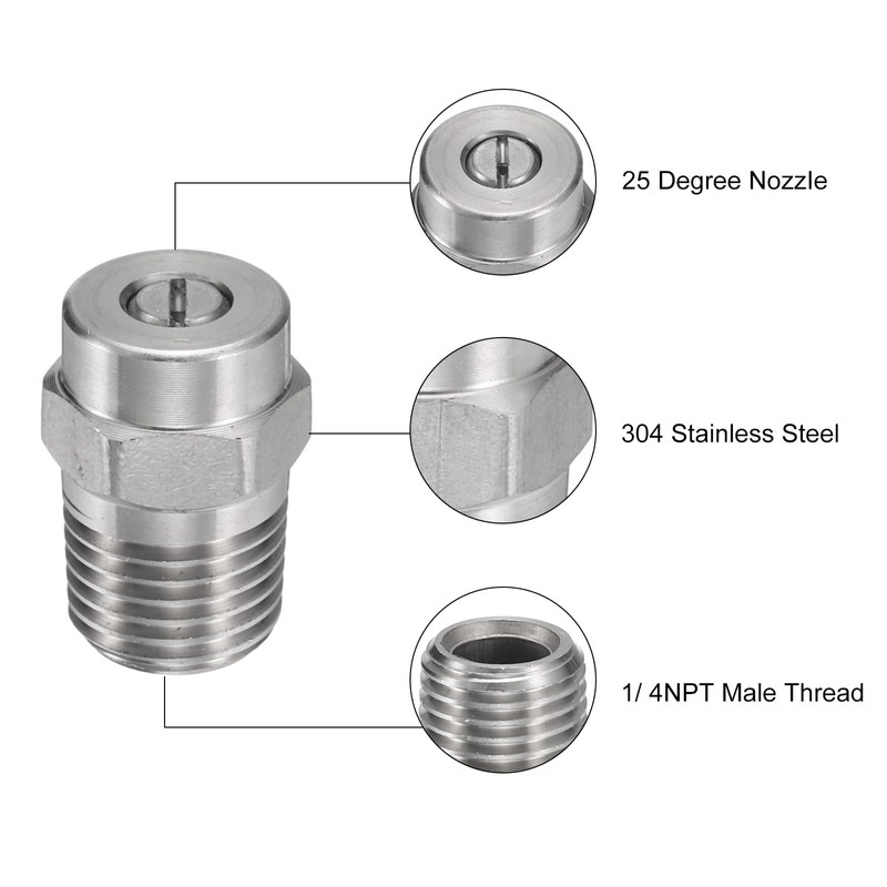uxcell 4Pcs Pressure Washer Tip 1/4" Male NPT Threaded Spray