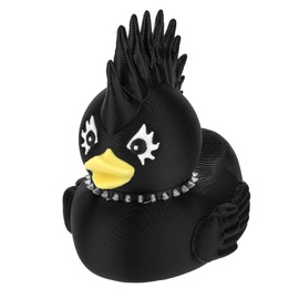 Rock Duck, 3.54in Height 3D Printing Dark Duck Funny Punk Duck Gothic Duck Unique Dark Ducks Bath Ducky Toy Adult Home Office Car Perfect Decoration Supplies and Gifts(Black)