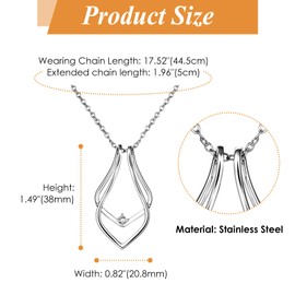 JewelryWe Berg Ring Holder Necklace Women's Stainless Steel Open Rhombus Mountain Pendant Magic Ring Holder Chain Wedding Engagement Anniversary Jewellery Gift for Wife Nurse Doctors, Stainless Steel