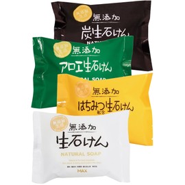 Additive-free Lifestyle Additive-Free Fresh Soap, 2.8 oz (80 g), Set of 4, Solid Soap, Made in Japan, Sensitive Skin, Hypoallergenic, 100% Vegetable Soap, Allergy Tested, Body Soap, Cosmetic Soap, Face Washing, Honey + Charcoal + Aloe Vera + Fresh Soap